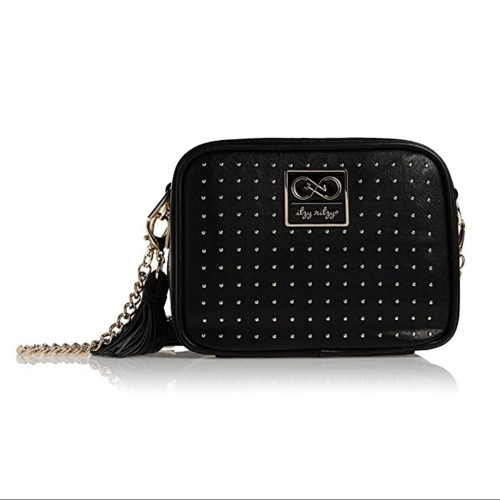 Black Studded Crossbody Diaper Bag